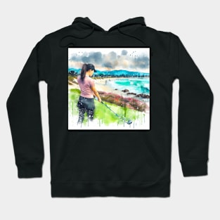 Artistic illustration of a woman golfer Hoodie